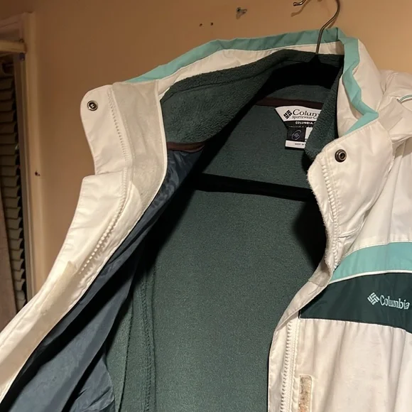 COLUMBIA SKI JACKET WOMEN'S MEDIUM W/ HOOD WHITE & GREEN - Picture 14 of 16